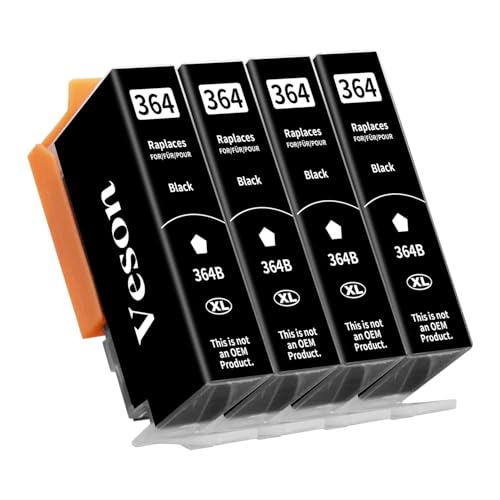 4X 364XL Druckerpatronen Kompatibel für HP 364XL Patronen für Photosmart 5520 5510 6510 6520 7510 7520, Deskjet 3520 3070A 3522, Officejet 4610 4620 4622 (Schwarz)