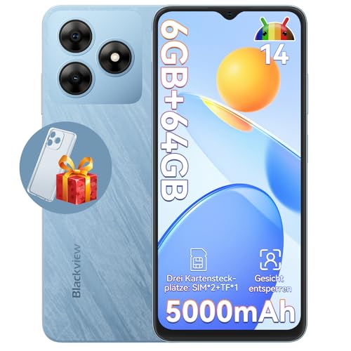 Blackview Wave 8C Handy Ohne Vertrag Günstig, 6GB+64GB/2TB SD Smartphone Simlockfreie, Octa Core 6,56