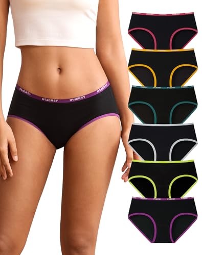 INNERSY Unterhosen Damen Baumwolle Hipster Damenslips, L, Buntes Schwarz