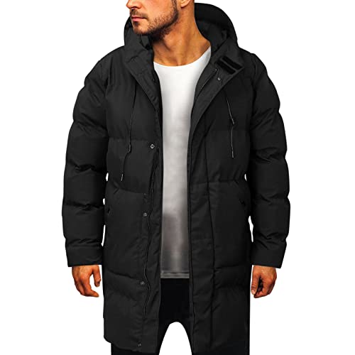 JUZILO Snap-EBT-berechtigtgstar Winterjacke Herren Daunenmantel Herren Winter Lange Steppmantel mit Kapuze Warm Daunenjacke Reißverschluss Verdicken Wintermantel Männer