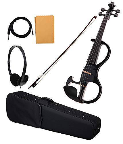 Classic Cantabile EV-90BK E-Violine (E-Geige mit Tonabnehmer, Fichte/Ahorn/Ebenholz) schwarz