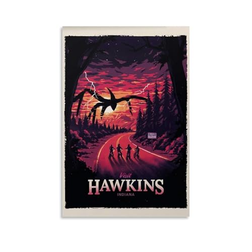 QPKNZNBAR Stranger Poster Things Horror Tv Series Vintage Für Zimmer, Ästhetische Leinwand-Wandkunst, Schlafzimmer-Dekor Posters 12x18inch(30x45cm)