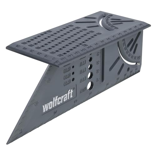 wolfcraft 3D-Gehrungswinkel I 5208000 I zum Bearbeiten von dreidimensionalen Werkstücken I Anschläge für 45°- und 90°-Winkel I einsetzbar als Streichmaß für parallele Linien