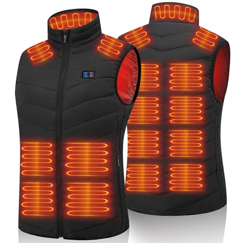 Beheizbare Westefür Herren und Damen, Heizweste mit 15 Heizpads, Beheizbare Weste Damen Körperwärmer für Radfahren, Skifahren, Geschenk für Weihnachten und Erntedankfest (Akku nicht enthalte)