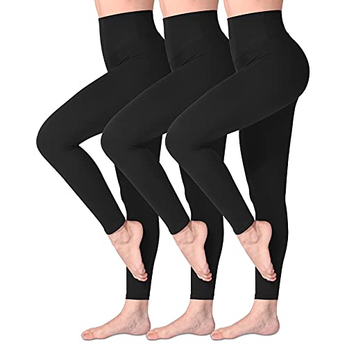 SINOPHANT Leggings Damen High Waist - Blickdicht Leggins mit Bauchkontrolle für Sport Yoga Gym(3 Schwarz,S-M)