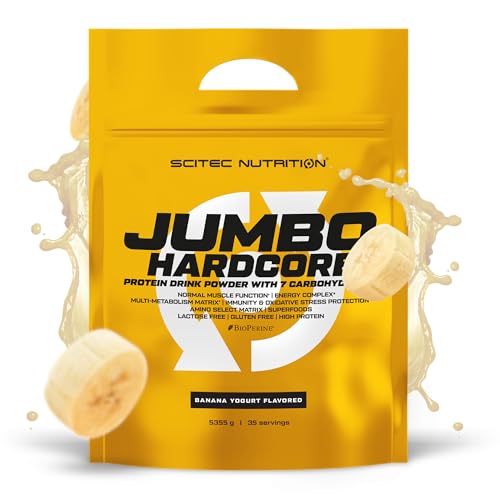 Scitec Nutrition Jumbo Hardcore, High Protein Weight Gainer mit Amino Select Matrix, Superfoods, Creatin und mit 7 Kohlenhydraten, gluten- und laktosefrei, 5355 g, Banane-Joghurt
