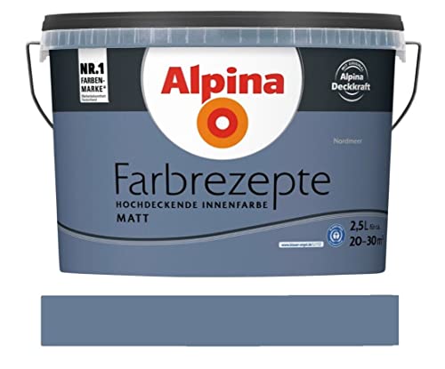 Alpina Farbrezepte Innenfarbe – Nordmeer matt – Wandfarben für einzigartige Farbwirkungen und Raumstimmungen – atmungsaktiv, tropfgehemmt und strapazierfähig – 2,5L