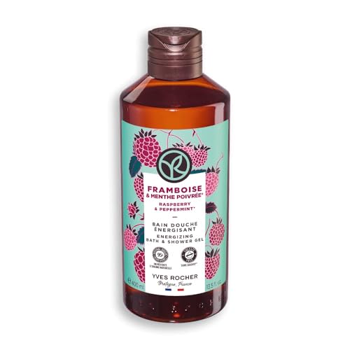 Yves Rocher LES PLAISIRS NATURE Duschbad Himbeere-Pfefferminze, Aroma-Schaumbad & pflegendes Duschgel, 1 x Flacon 400 ml