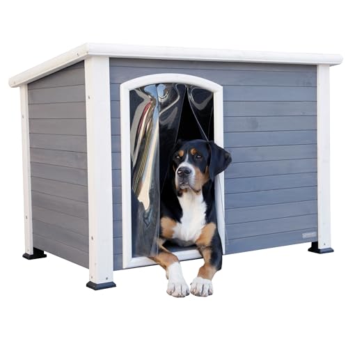 Kerbl Pet Hundehütte Kenny, weiß/grau, 113x77x81 cm, Hundehöhle, Holz, Hunde