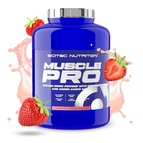 Scitec Nutrition Muscle Pro - Angereicherte Proteinmischung - mit Kreatin - Laktose- & Glutenfrei - Pflanzliche & tierische Proteine - mit EAAs, 2.5 kg, Erdbeerjoghurt