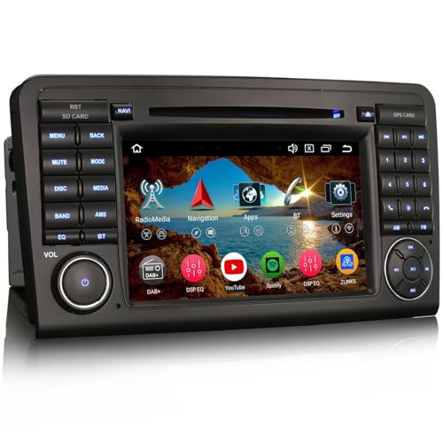 Android 14 Autoradio DVD für Mercedes Benz Klasse ML/GL W164 X164 Unterstützt DAB+ Navi Carplay Bluetooth WiFi A2DP RDS FM/AM Radio DSP Canbus Navigation 4GB RAM+64GB ROM