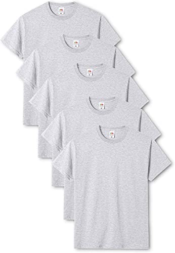 Fruit of The Loom Herren Original T T-Shirt (5er Pack) Gr. XL, grau meliert
