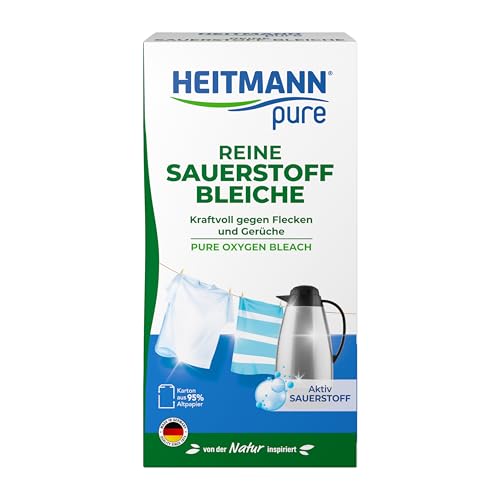 HEITMANN pure Reine Sauerstoffbleiche | Bleichmittel aus Aktiv-Sauerstoff und Soda für Wäsche, Geschirr & Gegenstände | Entfernt Flecken, Verfärbungen & Gerüche | Lebensmittelgerechtes Pulver | 350 g