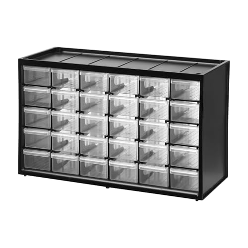 STANLEY Kleinteilemagazin Organizer Sortimentskasten (Mehrzweck-Box mit 30 Schubladen, bruchfester Kunststoffrahmen, transparente Schubladen, geeignet für Wandmontage) 1-93-980