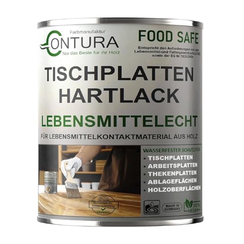 Contura Hartlack Tischplattenlack lebensmittelecht Klarlack Tischplatte Holzlack Lack (Transparent, 750ml.)