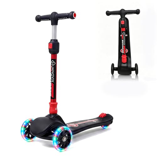 Kinder Roller,Faltbarer Kinderroller Mit Blinkenden,Höhenverstellbar, Breites Deck & Mit Bremse, Faltbarer Kinderroller Für Jungen Und Mädchen Ab 3 Jahre