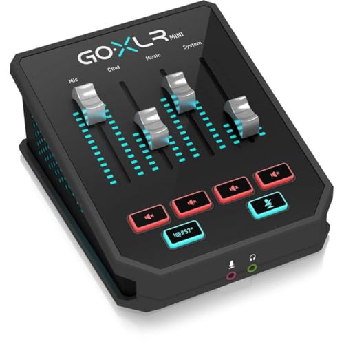 TC Helicon GoXLR MINI Online-Broadcast-Mixer mit USB-/Audio-Schnittstelle und Midas-Vorverstärker, 9.4×8.5×4.6/ 239×216×116mm