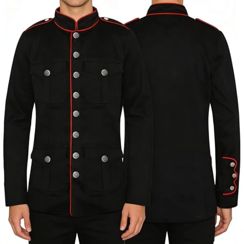 Generisch Offiziersjacke Herren Offizielle Uniform Militär Jacke Gothic Mantel Uniformjacke Steampunk Jacken Vintage Mittelalter Jackett Viktorianischen Punk Smokingjacke Karneval