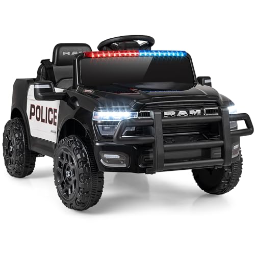 COSTWAY 12 V Kinder Elektroauto, Polizei Kinderauto mit Fernbedienung