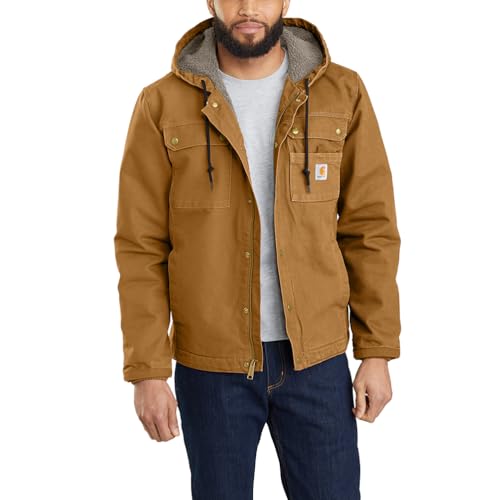 Carhartt, Herren, Lockere Arbeitsjacke aus ausgewaschenem Segelleinen mit Sherpa-Futter, Carhartt® Braun, XXL