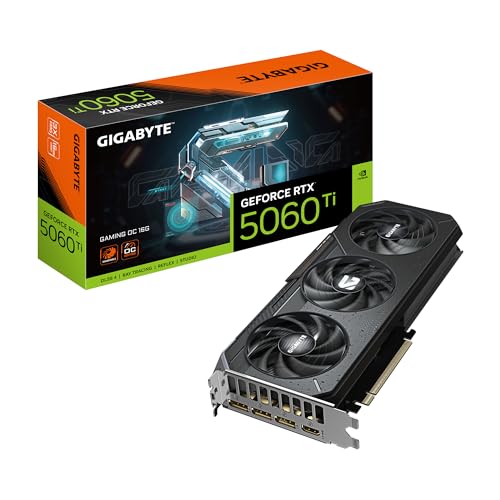 Gigabyte GeForce RTX 5060 Ti Gaming OC 16G Grafikkarte – 16 GB GDDR7, 128 Bit, PCI-E 5.0, 2647 MHz Kernfrequenz, 3 x DisplayPort, 1 x HDMI, GV-N506TGAMING OC-16GD