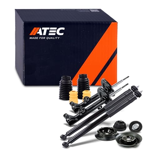 ATEC Germany 4x Gasdruck Stoßdämpfer Vorne und Hinten Federbein inkl. Domlager & Staubschutzsatz, Kompatibel mit MERCEDES-BENZ C-Klasse (W203), C-Klasse Coupe (CL203), C-Klasse T-Model (S203)