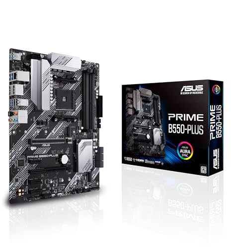 ASUS Prime B550-Plus Gaming Mainboard Sockel AM4 (ATX, Ryzen, PCIe 4.0, 2X M-2, 1Gbit/s-Ethernet, SATA 6Gbit/s, USB 3.2 Gen 2 Typ-A/C, Unterstützung für Aura Sync RGB Header)