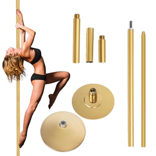 TRUTZHOLM Pole Dance Tanzstange Profi ca. 231-274 cm Ø 45 mm Static & Spinning Montage ohne Bohren Turnstange Indoor Fitness Gold