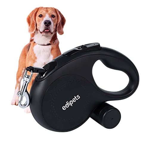 Edipets, Hundeleine, Ausziehbar und Einziehbar, 5 m, 8 m, Flexibel, für Training und Spaziergänge, für kleine, mittelgroße und große Hunde (Schwarz, 5 Meter)
