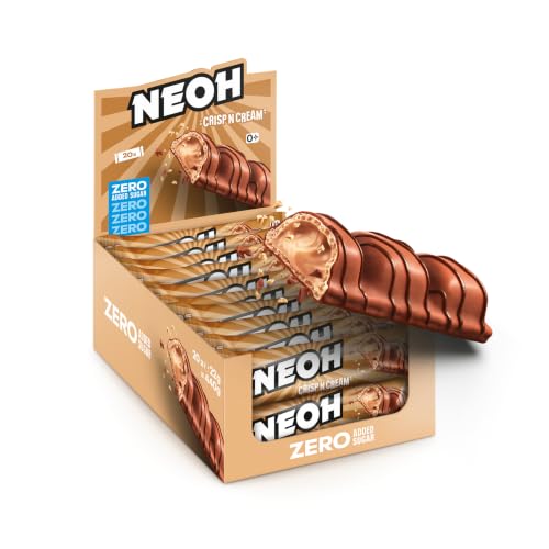 NEOH Zero Added Sugar Crisp and Cream, Milch-Haselnuss-Creme mit Kakaoüberzug, Vegetarisch & Low Carb, 3g Nettokohlenhydrate pro Portion, Die gesunde Alternative, 20x22g Crisp n Cream