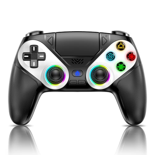 Bonacell RGB Wireless Controller für PS5 Pro/Slim/PC, Back Paddles 6-Achsen-Bewegungs/Dual Vibration/Turbo/Marco Touch Pad 3.5mm Audio Jack