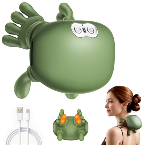 Massagegerät, 4D Nackenmassagegerät mit Wärme, Tragbares Nacken, 3 Modi und 2 Heizstufen, USB Elektrische, Entspannt die Muskeln und lindert Müdigkeit, für Zuhause & Büro, Grün