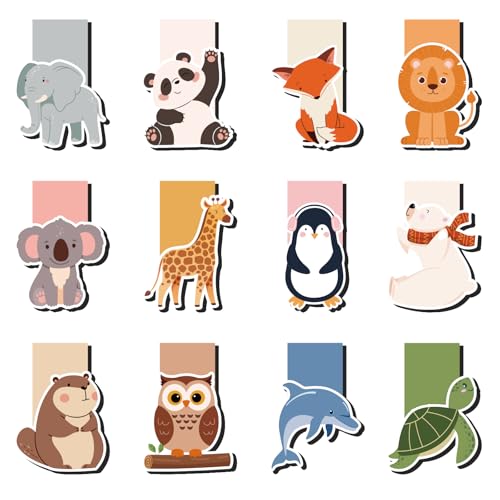 12 Stück Magnetische Lesezeichen Kinder, Kindergeburtstag Gastgeschenke 5 6 7 8 9 10 Jahre Tiere Magnetlesezeichen Kleine Geschenke Schultüte Füllung für Junge Mädchen