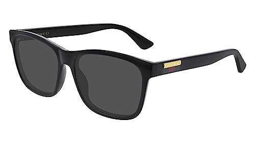 GUCCI Mens GG0746S Sunglasses, Black-Black-Grey, 57