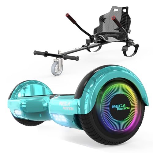 MEGA MOTION 6.5 Zoll Hoverboards mit Sitz für Kinder, Geschenk für Kinder, mit Bluetooth-Lautsprecher-leistungsstarkem Motor, mit LED-Leuchten