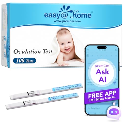 Easy@Home 100 Ovulationstest Kinderwunsch Fruchtbarkeitstest für Frauen Eisprung 25 mIU/ml mit Optimaler Sensitivität - Unterstützt von Premom Fertilitätsmonitor Ovulation APP - 100 LH Test