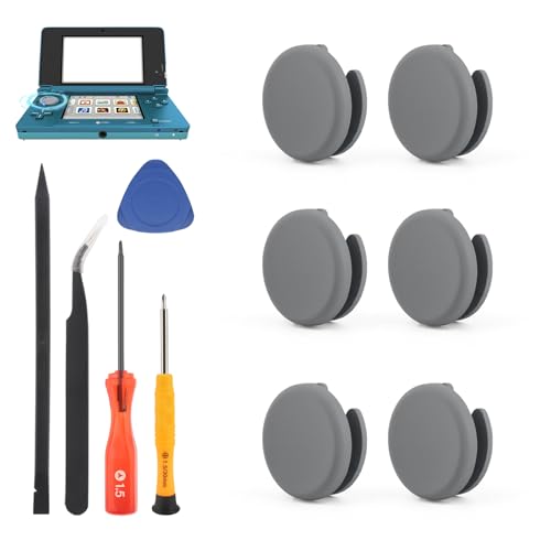 6 Stück Analog Stick Cap für Nintendo 2DS 3DS 3DSXL 3DSLL Thumbsticks für Nintendo New 3DS New 3DSXL New 3DSLL New 2DSLL Stick Kappen Zubehör mit Reparaturwerkzeugen (Dunkelgrau) XX