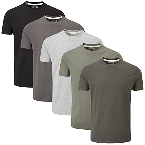 Charles Wilson 5er Packung Einfarbige T-Shirts mit Rundhalsausschnitt (X-Large, Grey Essentials)