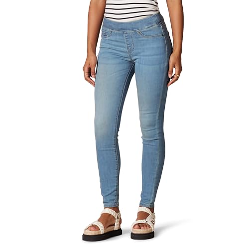 Amazon Essentials Damen Stretch-Schlupf-Jeggings mit mittlerer Leibhöhe - Auslaufmodell, Helle Waschung, 48 Lang