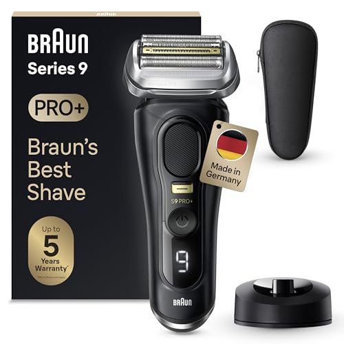 Braun Series 9 Pro+ Rasierer Herren Elektrisch, Elektrorasierer mit 5 Pro Rasierelementen, Langhaarschneider ProTrimmer, Ladestation, 60 Min Laufzeit, Wet & Dry, Made in Germany, 9510s, schwarz
