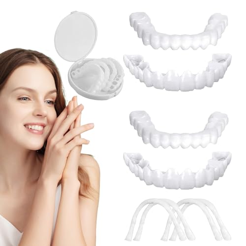 4 Stück Zahnersatz Zum Aufstecken,Zähne Zum Aufstecken,Gebiss,Falsche Zähne,Geeignet für Männer und Frauen Zahnaufhellung Zu Decken Schlechte Zähne,für Die Aufhellung Zu Decken Unvollkommene Zähne