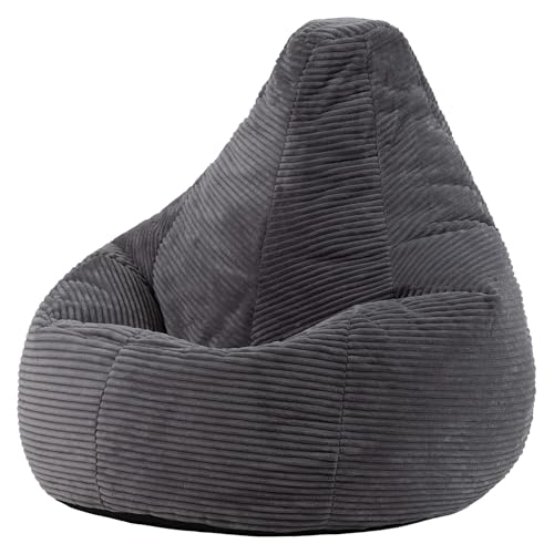 Icon Dalton Sitzsack Cord mit Füllung, Grau