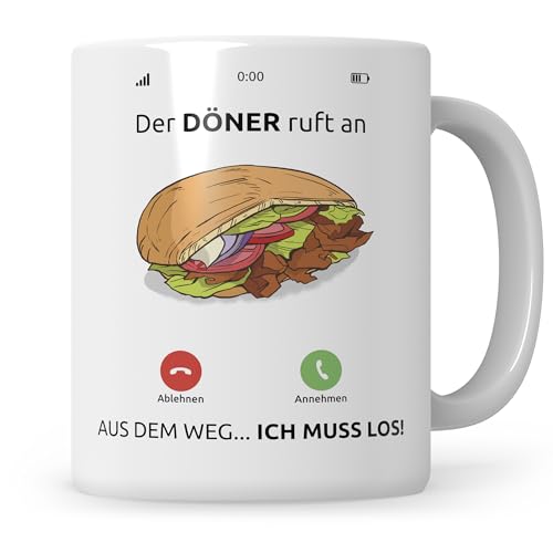 Sweetify Döner Tasse Kebab Dönerliebhaber Geschenk Dönerladen Der Döner ruft an Kaffeetasse