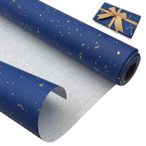Geschenkpapierrolle zum Geburtstag, 43 cm x 9 m, recycelbar, blaues Kraftpapier für Geburtstage, Hochzeiten, Babypartys und Partys