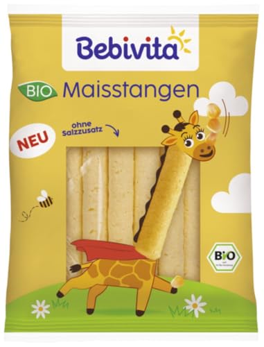 Bebivita BIO Maisstangen (9 x 40g), ohne Salzzusatz, ohne Zuckerzusatz, glutenfrei, ideal für zwischendurch & unterwegs