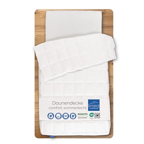 LINEA by böhmerwald - comfort - Dauneneinziehdecke leicht, 135x200, 90% Daunen / 10% Federn, Allergiker geeignet, waschbar bis 60 °C, in Deutschland produziert