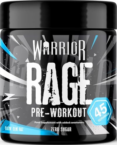 Warrior Rage Pre Workout Booster 392 g, 300 mg Koffein – Blazin' Blue Raz