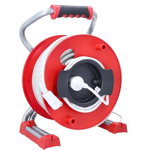 as - Schwabe Xperts LED Lichtbandtrommel 15 m - Streifen Baustrahler 180W, 22.500 Lumen - langlebige LEDs - 120° Abstrahlwinkel - 10 Min Nachleuchtzeit - mit Befestigungsmaterial - IP65, 46733