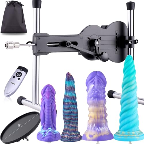 Sinloli Sexmaschine, ferngesteuerte Ukulele Stoßmaschine, Dildo-Stoßmaschine aus Silikon für Solo und Paar, mit Fantasy-Silikon-Dildo-Aufsätzen, Dildo-Sexspielzeug