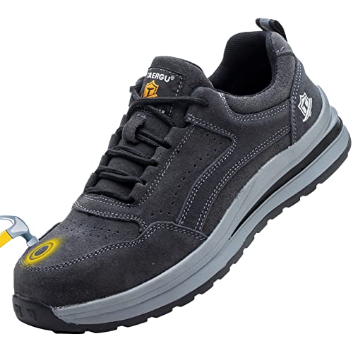 TAERGU S3 Sicherheitsschuhe Herren-Leder S1 Arbeitsschuhe SBP Leicht Stahlkappenschuhe Safety Shoes,922,Schwarz,EU45